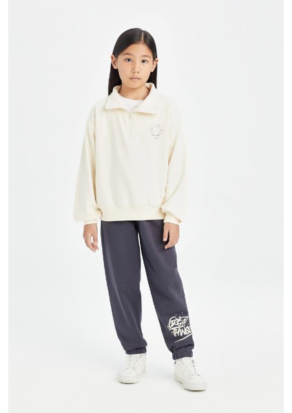 Kız Çocuk Baskılı Beli Paçası Lastikli Jogger Eşofman Altı D3208A824WN