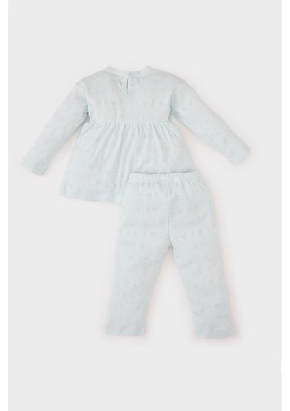 Kız Bebek Pijama Takımı Ribana Uzun Kollu Üst Beli Lastikli Uzun Alt E0766A525SP