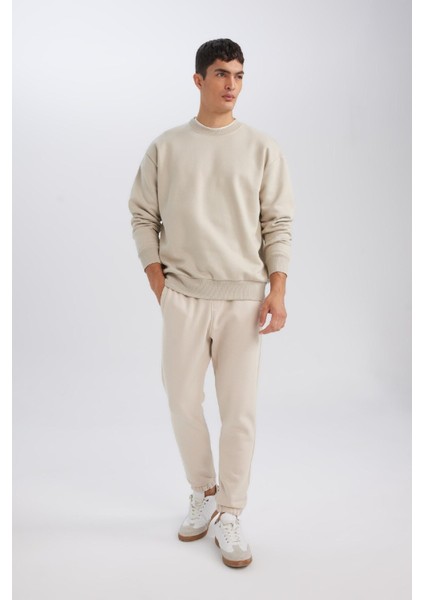 Jogger Eşofman Altı Standart Fit Basic Düz Beli Bağcıklı Lastikli Paça Cepli A6468AX24AU