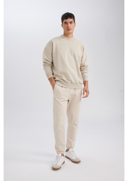 Jogger Eşofman Altı Standart Fit Basic Düz Beli Bağcıklı Lastikli Paça Cepli A6468AX24AU