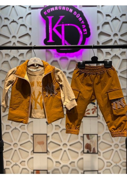 Erkek Çocuk Yelek Body Pantolon Alt Üst Takım 3'lü modelleri