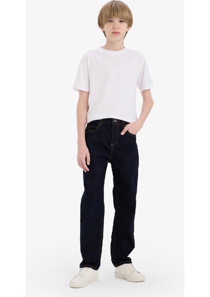 Erkek Çocuk Straight Fit Düz Paça Basic Düz Jean Pantolon D6474A825SM