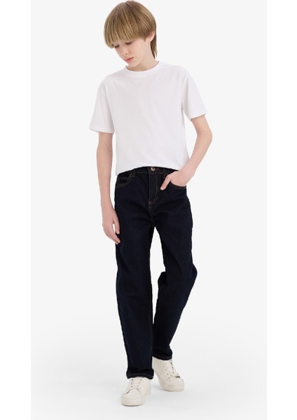 Erkek Çocuk Straight Fit Düz Paça Basic Düz Jean Pantolon D6474A825SM