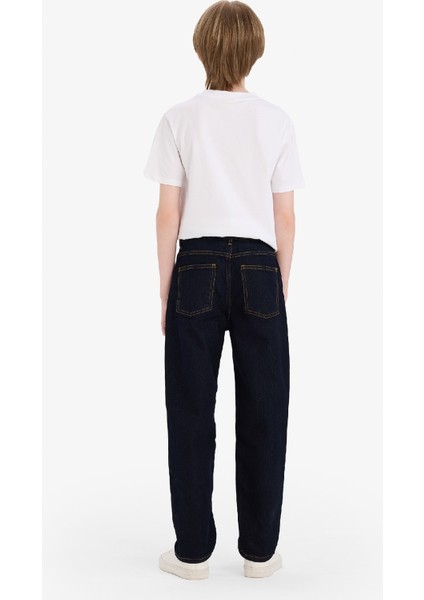 Erkek Çocuk Straight Fit Düz Paça Basic Düz Jean Pantolon D6474A825SM