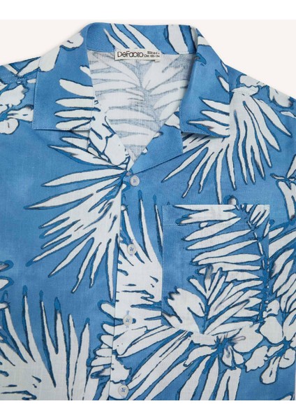 Erkek Çocuk Oversize Geniş Kalıp Polo Yaka Desenli Kısa Kollu Gömlek E2905A825SM