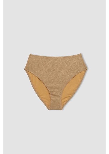 Regular Fit Parlak Kumaş Yüksek Bel Bikini Altı-Fall in Love C3180AX24SM