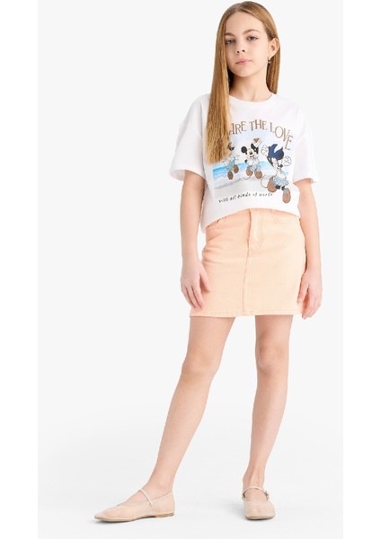 Kız Çocuk Disney Mickey Mouse &Friends Relax Fit Bisiklet Yaka Kısa Kollu Tişört D8824A825SP