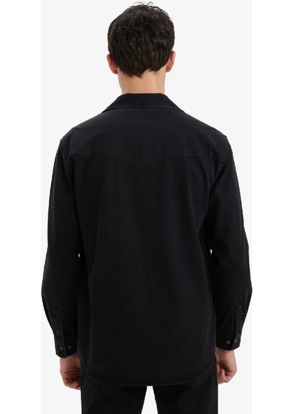 %100 Pamuk Regular Fit Jean Uzun Kollu Gömlek E5711AX25SP