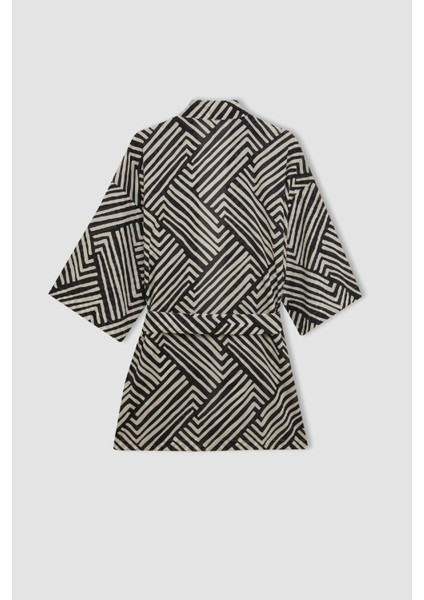 Desenli Pamuklu Kimono-Fall in Love D0453AX24SM
