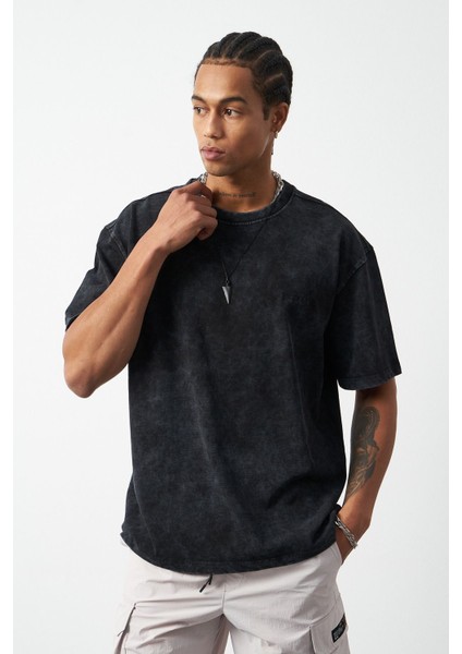 Efektli Yıkamalı Boxy Fit Premium T-Shirt