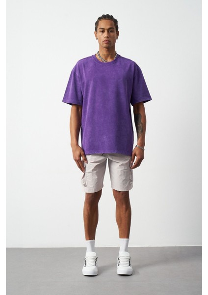 Efektli Yıkamalı Boxy Fit Premium T-Shirt