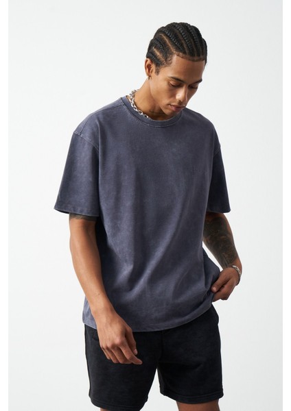 Efektli Yıkamalı Boxy Fit Premium T-Shirt