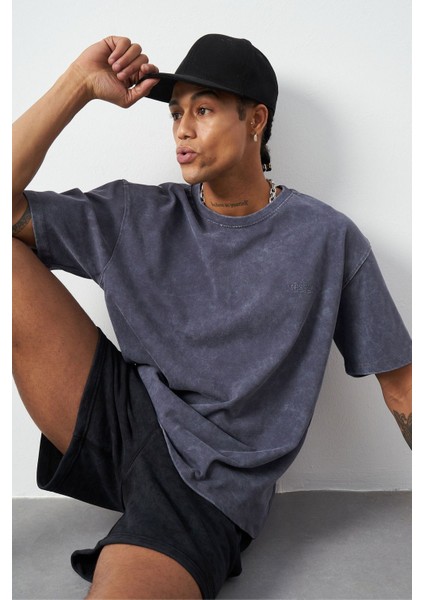 Efektli Yıkamalı Boxy Fit Premium T-Shirt