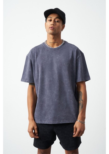 Efektli Yıkamalı Boxy Fit Premium T-Shirt