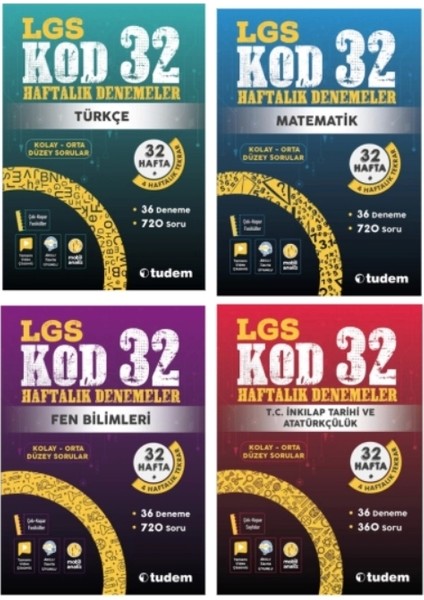 Tudem Yayınları 8.sınıf Lgs Kod 32 Türkçe - Matematik - Fen Bilimleri - T.c.inkilap Tarihi Haftalık Deneme