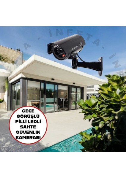 Gece Görüşlü Pilli ve Ledli Caydırıcı Gerçek Olmayan Güvenlik Kamerası