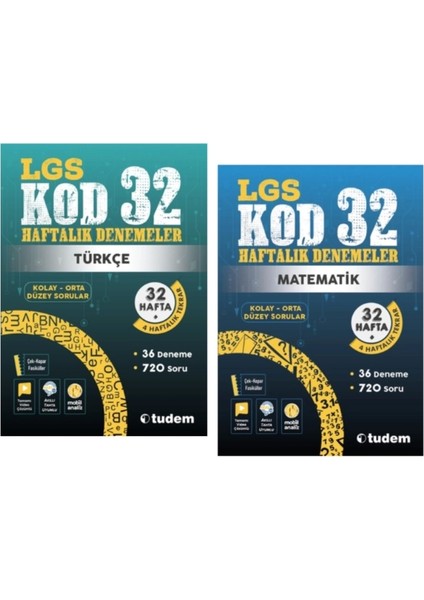Tudem Yayınları 8.sınıf Lgs Kod 32 Türkçe - Matematik Haftalık Deneme