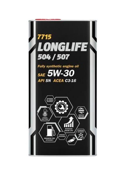 MN7715-5ME O.e.m Longlıfe 504/507 Apı/sn Acea C3-16 Sae 5W-30 (Metal) 5 L