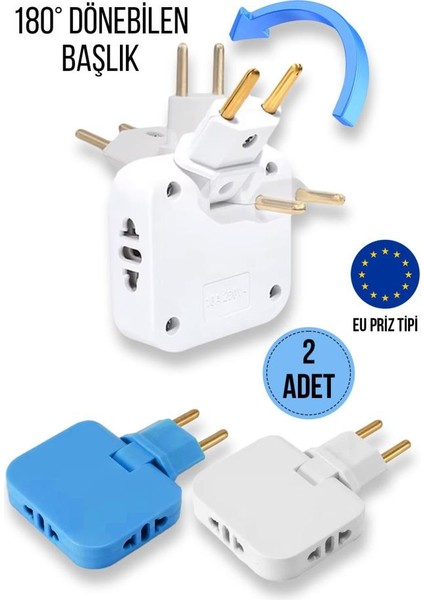 Katlanabilir 3 Girişli Çoklu Priz Adaptörü