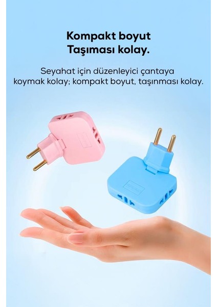 Katlanabilir 3 Girişli Çoklu Priz Adaptörü