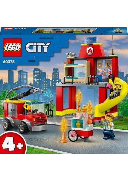 City Itfaiye Merkezi ve Itfaiye Kamyonu 60375-4 Yaş ve Üzeri Için 3 Minifigür Içeren Eğlenceli Bir Başlangıç Oyuncak Yapım Seti (153 Parça)