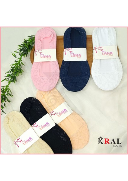 Kadın Çorap (6 Çift) Clara Model Renkli Pamuklu Terletmez Babet Çorap Seti
