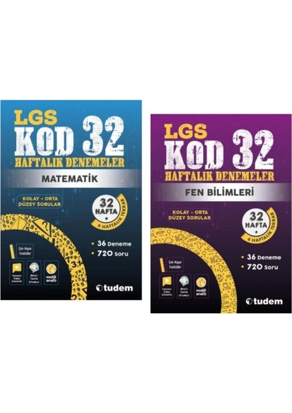 Tudem Yayınları 8.sınıf Lgs Kod 32 Matematik - Fen Bilimleri Haftalık Deneme