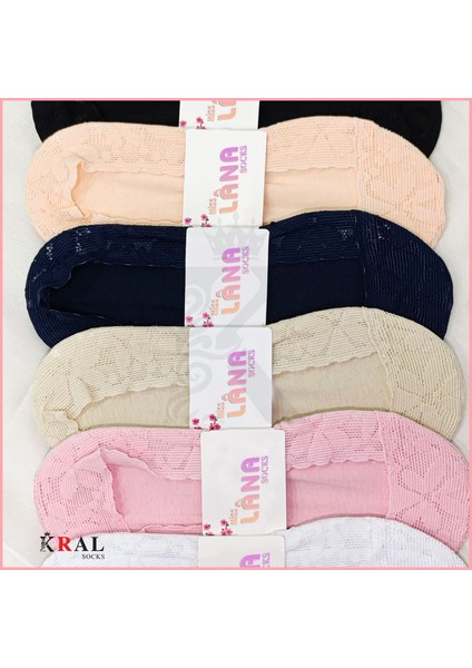 Kadın Çorap (6 Çift) Clara Model Renkli Pamuklu Terletmez Babet Çorap Seti