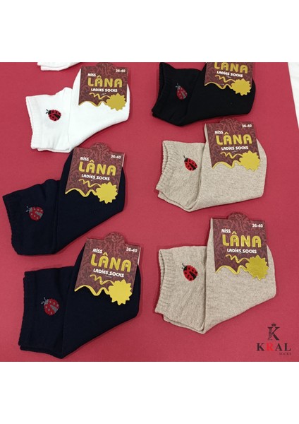 Kadın (5 Çift) Uğur Böceği Model Pamuklu Terletmez Çorap Seti