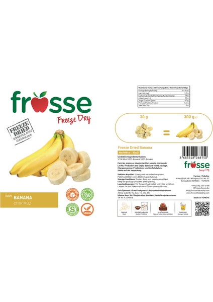Muz Kıtırı - Freeze Dried - Üretici Firmadan Dondurularak Kurutulmuş Muz Cipsi 30 gr fiyatları