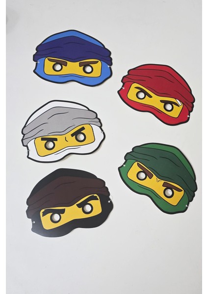 Ninjalar Tema Karton Maskeler 5li Ninja Konsept Doğum Günü