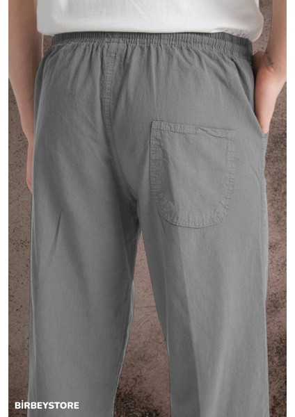 Yazlık Keten Pantolon Ham Bez Eşofman Beli Lastikli Unisex Rahat Kalıp Hambez Büyük Beden Alt Eşofman %100 Pamuk