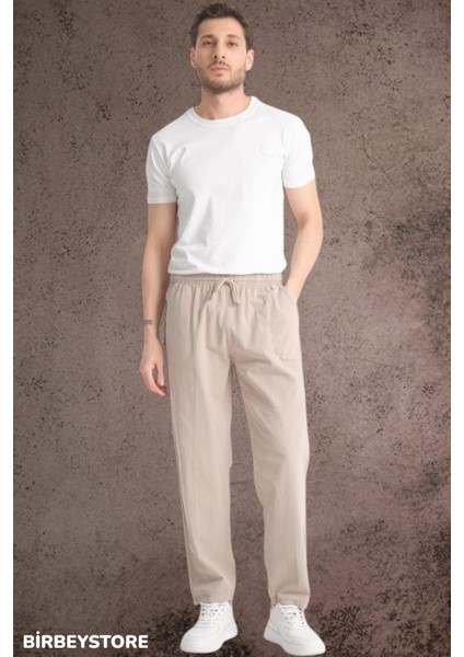 Yazlık Keten Pantolon Ham Bez Eşofman Beli Lastikli Unisex Rahat Kalıp Hambez Büyük Beden Alt Eşofman %100 Pamuk indirimleri