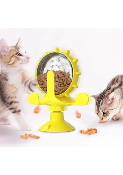 Vantuzlu Zilli Interaktif Dönebilen Mama Kaplı Renkli Eğlenceli Eğitici Kedi Oyuncağı (4887) modelleri