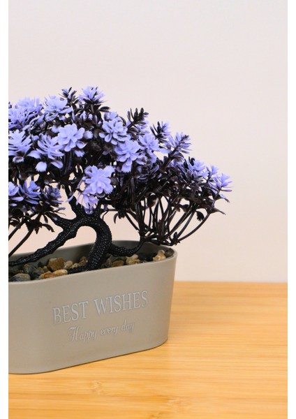 Dekoratif Kayık Saksılı Yapay Çiçekli Ağaç Lila 17 cm EVA-5830 C1-1-423 modelleri