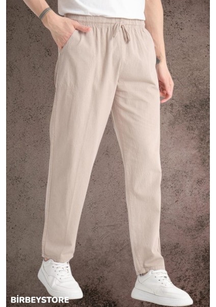 Yazlık Keten Pantolon Ham Bez Eşofman Beli Lastikli Unisex Rahat Kalıp Hambez Büyük Beden Alt Eşofman %100 Pamuk