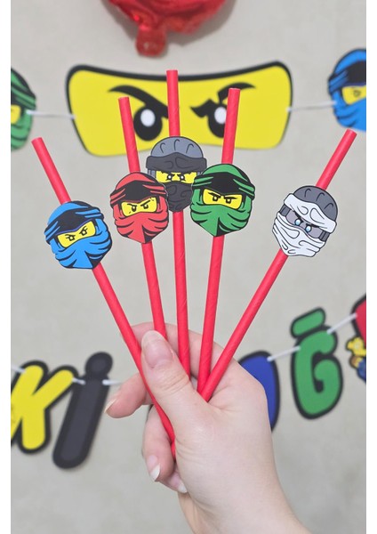 Ninjalar Tema Pipet Süsleri 10LU Ninja Konsept Lüks Pipet Paketi fiyatları