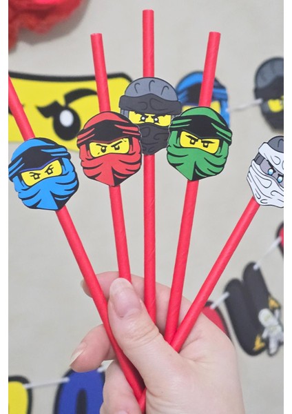 Ninjalar Tema Pipet Süsleri 10LU Ninja Konsept Lüks Pipet Paketi modelleri