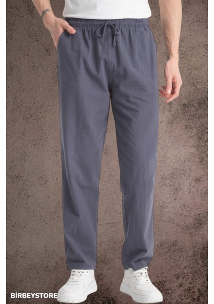Yazlık Keten Pantolon Ham Bez Eşofman Beli Lastikli Unisex Rahat Kalıp Hambez Büyük Beden Alt Eşofman %100 Pamuk