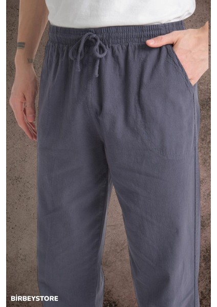 Yazlık Keten Pantolon Ham Bez Eşofman Beli Lastikli Unisex Rahat Kalıp Hambez Büyük Beden Alt Eşofman %100 Pamuk
