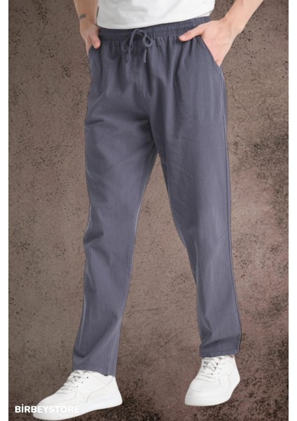 Yazlık Keten Pantolon Ham Bez Eşofman Beli Lastikli Unisex Rahat Kalıp Hambez Büyük Beden Alt Eşofman %100 Pamuk