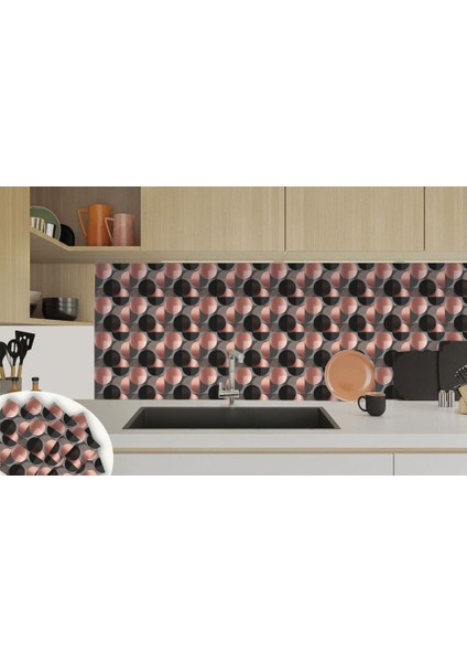 Kendinden Yapışkanlı Koyu Yuvarlak Desenli Pvc Karo 30X30 cm (33 Adet) 3 m2