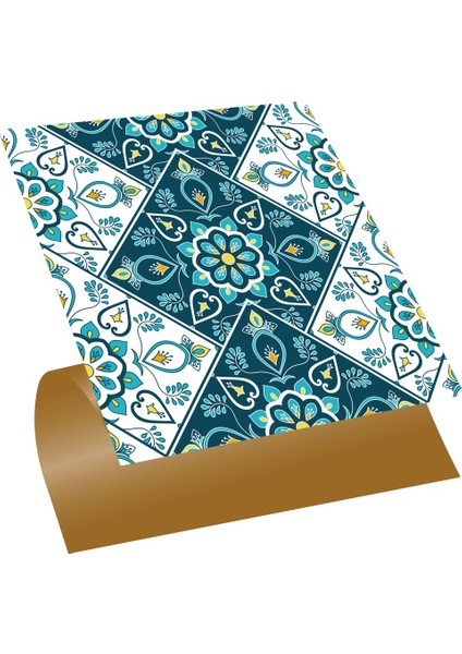 Kendinden Yapışkanlı Turkuaz Çiçek Desenli Pvc Karo 30X30 cm (33 Adet) 3 m2