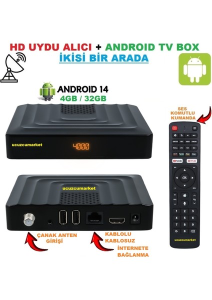 Hd Uydu Alıcısı + Android Tv Box