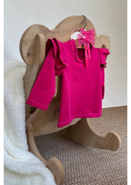 Kız Bebek Uzun Kollu Fuşya Body Toka Takım modelleri