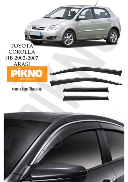 Toyota Corolla Hb 2002-2007 Arası Kromlu Cam Rüzgarlığı 4'lü A+ Plus