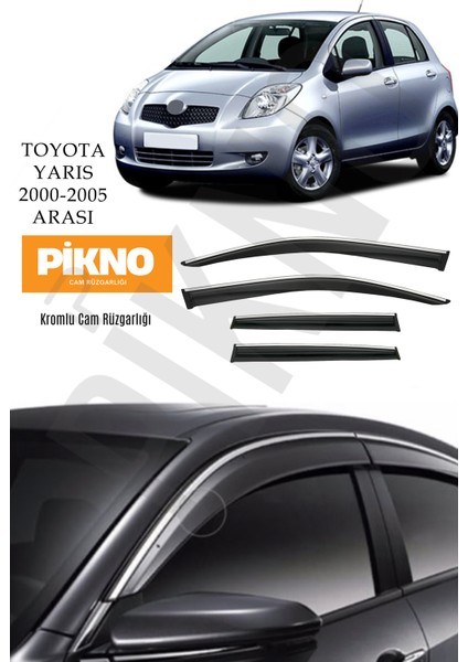 Toyota Yaris 2000-2005 Arası Kromlu Cam Rüzgarlığı 4'lü A+ Plus
