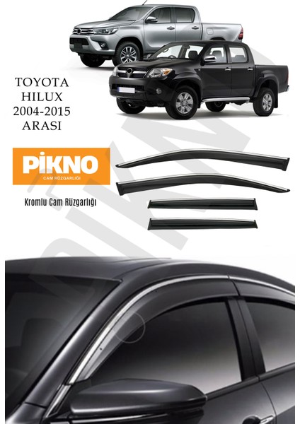 Toyota Hilux 2006-2015 Arası Kromlu Cam Rüzgarlığı 4'lü A+ Plus