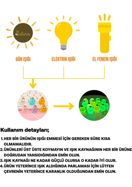2'li Karanlıkta Parlayan Minik Tavuk Figürleri