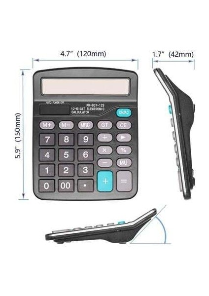 Buffer® Standart Fonksiyonlu 12 Haneli Geniş LCD Ekran,pill Masaüstü Hesap Makinesi